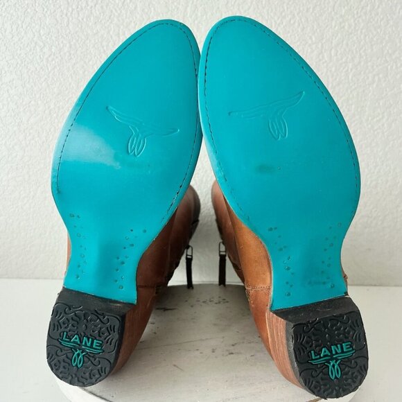 Lane PLAIN JANE Womens Cowboy Boots 11 Brown Leather Western Cowgirl Mid Calf - Picture 10 of 13